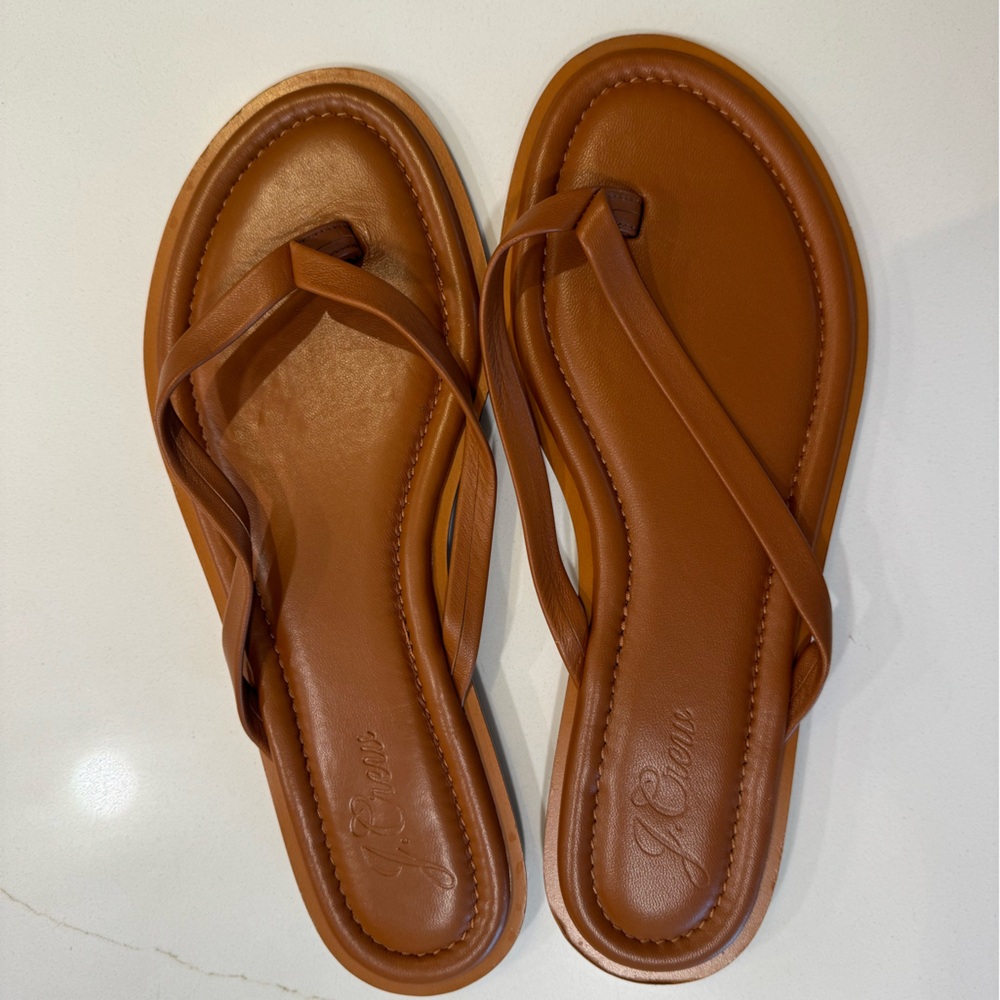 J.Crew Sorrento thong sandals SZ 9 in leather Golden Hickory
